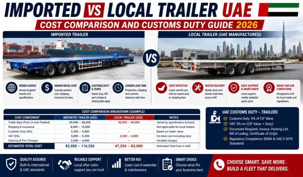 Imported vs Local Trailer UAE Cost comaprison