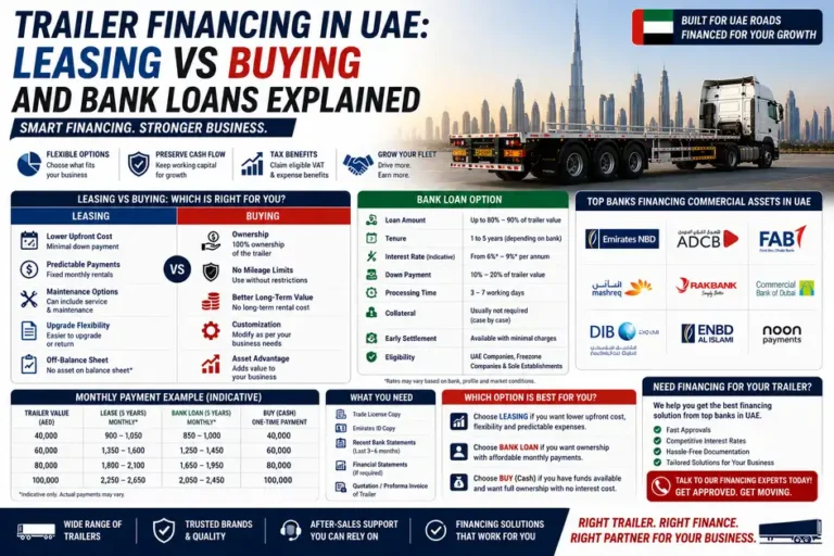 Trailer financing options in the UAE