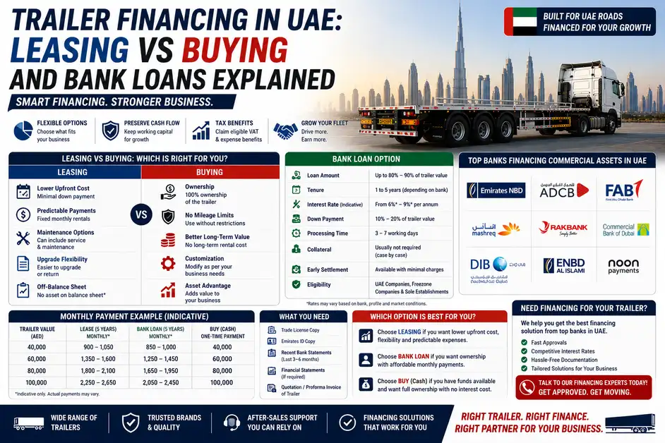 Trailer financing options in the UAE